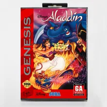 Aladdin 16 bit MD card with Retail box for Sega MegaDrive Video Game console system