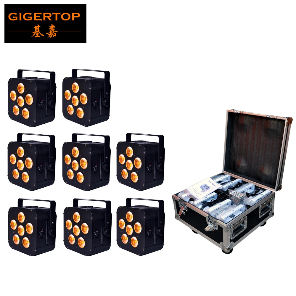 

8IN1 Charging Flightcase Packing 6pcs*18W 6in1 RGBAW UV Battery Power Wireless LED Par Light,LED Slim Par Can Event,Disco Party