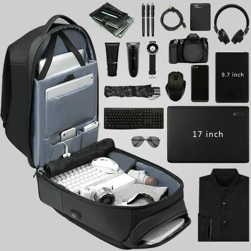 

Men Travel Laptop Backpack Water Repellent Functional Rucksack with USB Port MSJ99