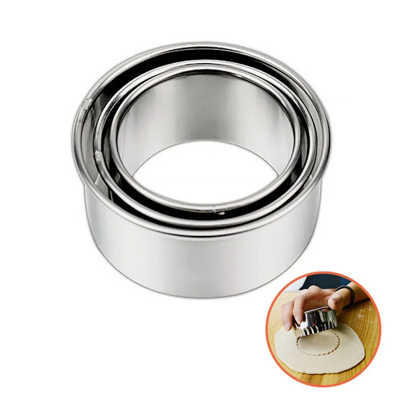 

3PCS/Set Stainless Steel Dumpling Wrappers Maker Diameter 6/7/8cm Round Lace Shape Cake Mould Egg Mold Dough Cutter