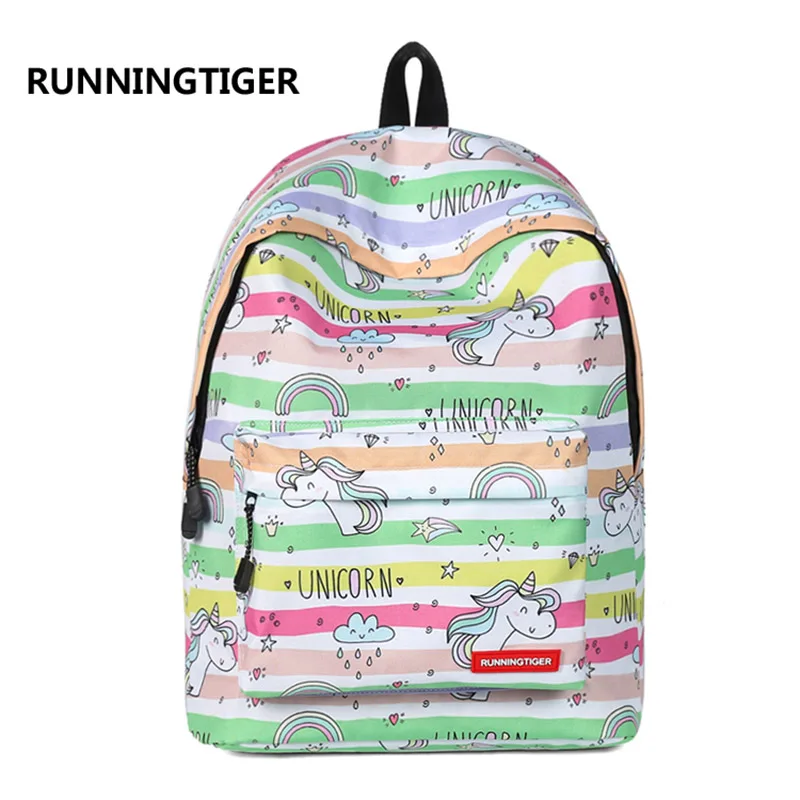 

RUNNINGTIGER Cute Unicorn Printing Bagpack Fashion School Backpack for Girls Canvas Women Backpack Preppy Style Backpacks