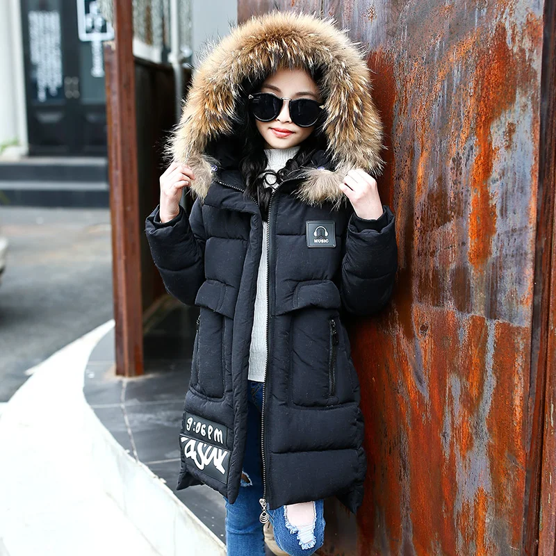 

2018 New Girls Winter Jackets Cartoon Fur Hooded Parkas Coats for Girls Clothes Thick Warm Cotton Kids Outerwear Children Top