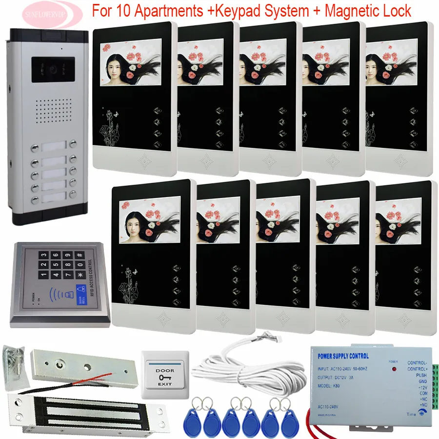 Buy New Home Apartment System 10 Monitors Wired 4.3" Color HD Video