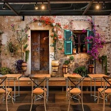 Пользовательские Любой Размер фрески обои 3D Средиземноморский Street View фото стена ресторан ткань Cafe Гостиная ТВ фоне стены 3D