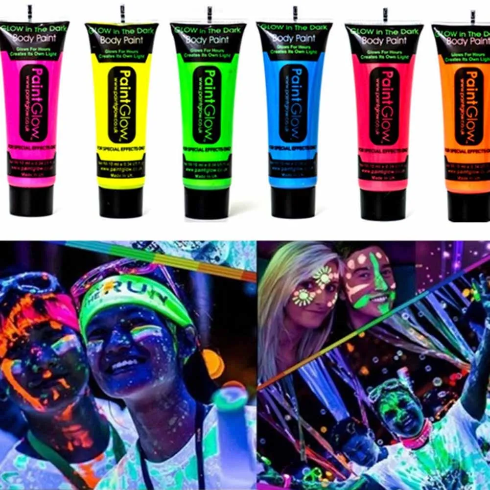 6pcs/One Set Highlighters Professional Flash Fluorescent Body Paint