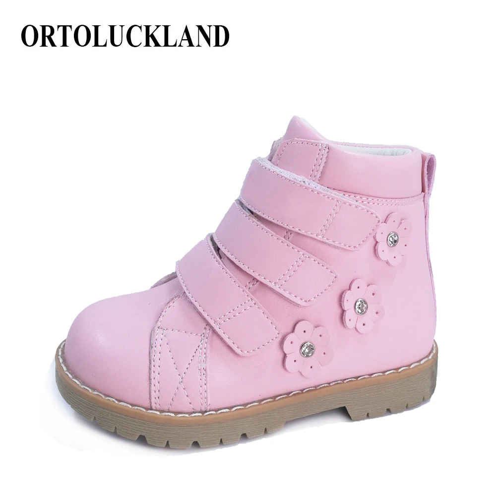 Lovely Pink Flower Kids Microfiber Leather Girls Orthopedic Shoes For Spring And Autumn Children Orthopedic Casual Shoes