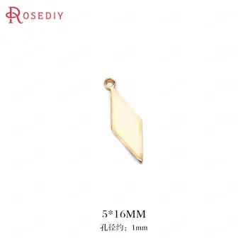 

(34461)20PCS 5*16MM 24K Gold Color Brass Long Rhombus Shape Charms Pendants High Quality Diy Jewelry Findings Accessories