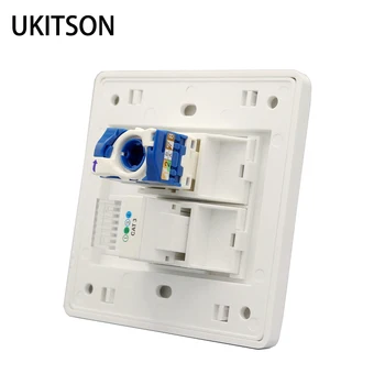 

New White Faceplate Spiral CAT6 RJ45 Network Socket With CAT3 RJ11 Phone Connector Wall Outlet