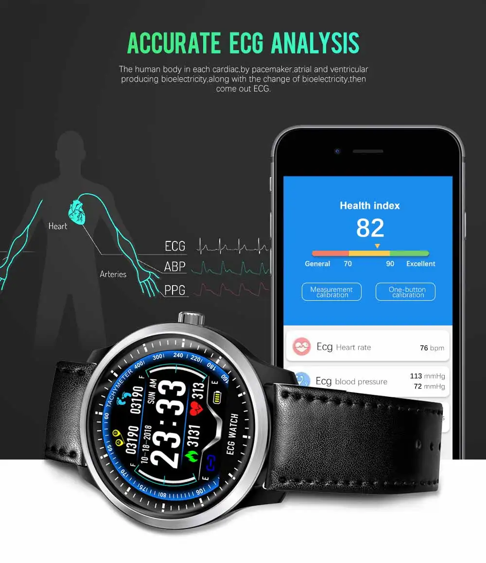 N58 ECG Smart Watch support Electrocardiogram Measurement 3D UI Multisport Fitness Tracker Smartwatch free black Silican Strap N58 ECG Smart Watch support Electrocardiogram Measurement 3D UI Multisport Fitness Tracker Smartwatch free black Silican Strap