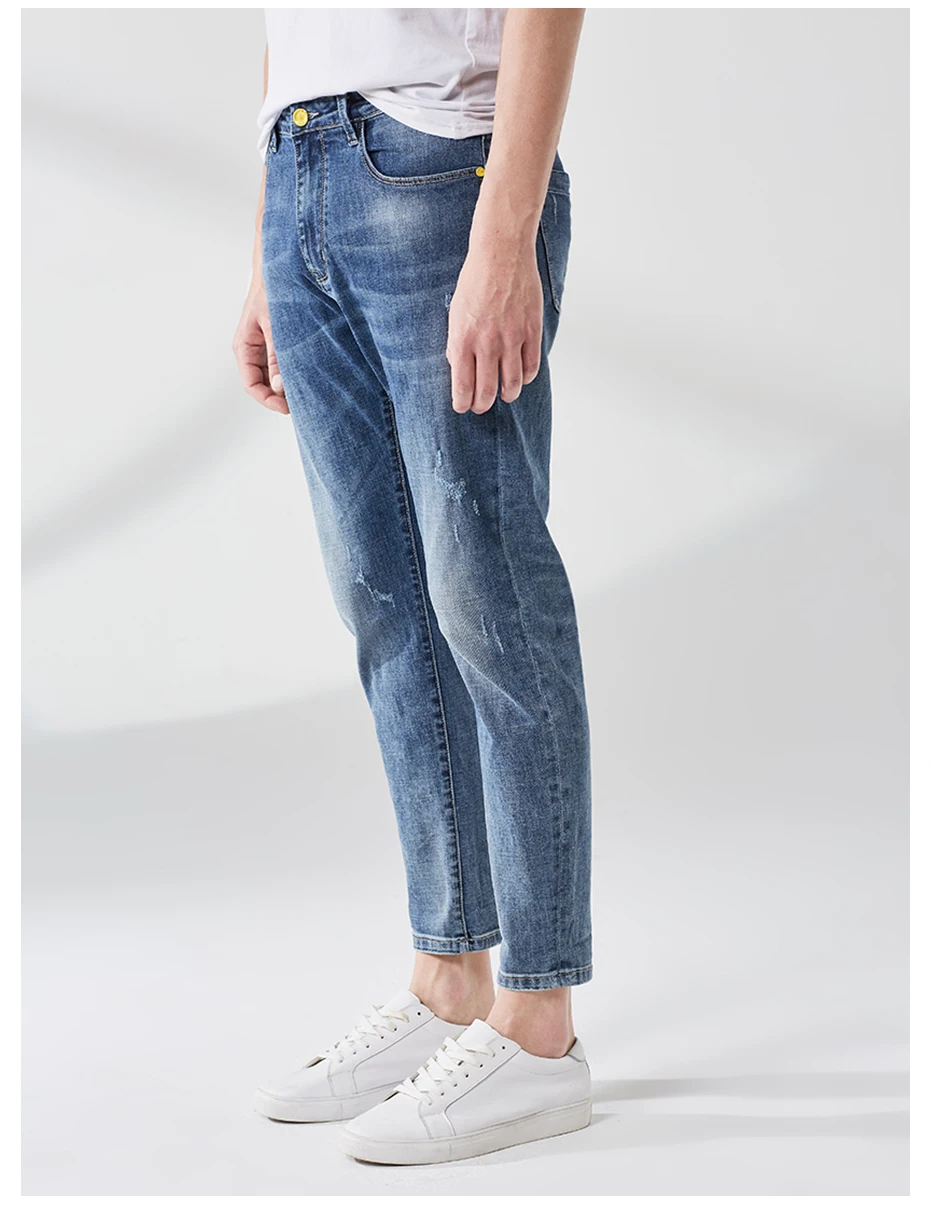 Markless мужские джинсы из хлопка Весна Slim Fit джинсовые брюки брендовые модные повседневные мужские джинсы NZA9007M