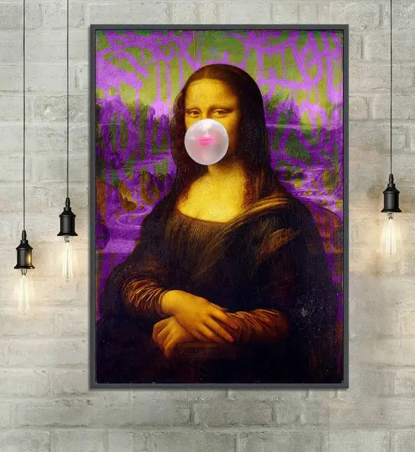 Mona Lisa bubblegum граффити Авторский принт на холсте принты скандинавские стены