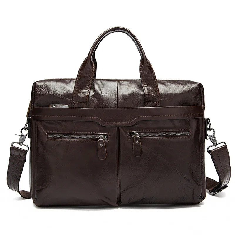 Perfect Quality Vintage Genuine Leather Bag Casual Fashion Men Leather Handbags First Layer Cow Leather Business Men Briefcase