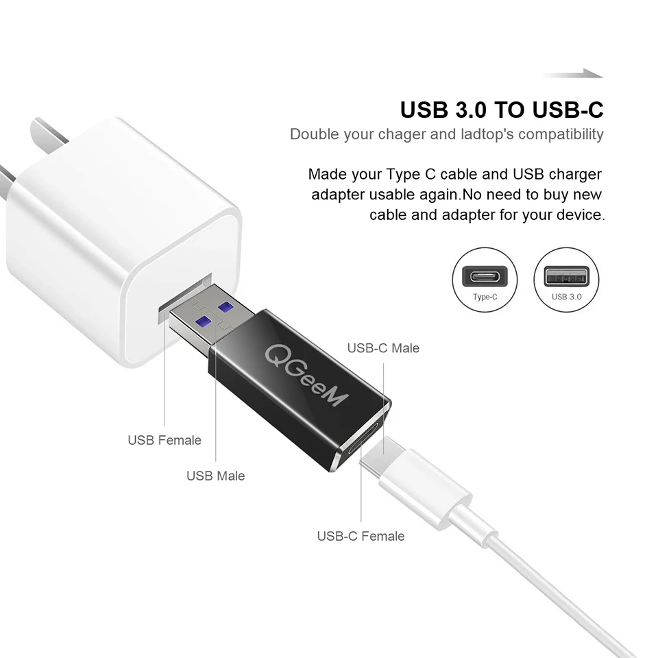 QGeeM USB 3,1 type C мама к USB 3,0 папа порт адаптер 10 Гбит/с type-A Разъем синхронизации данных адаптер Разъем для Macbook Google