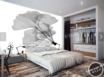 

Custom retro wallpaper,black and white Ginkgo biloba leaves for the living room hotel restaurant background papel de parede