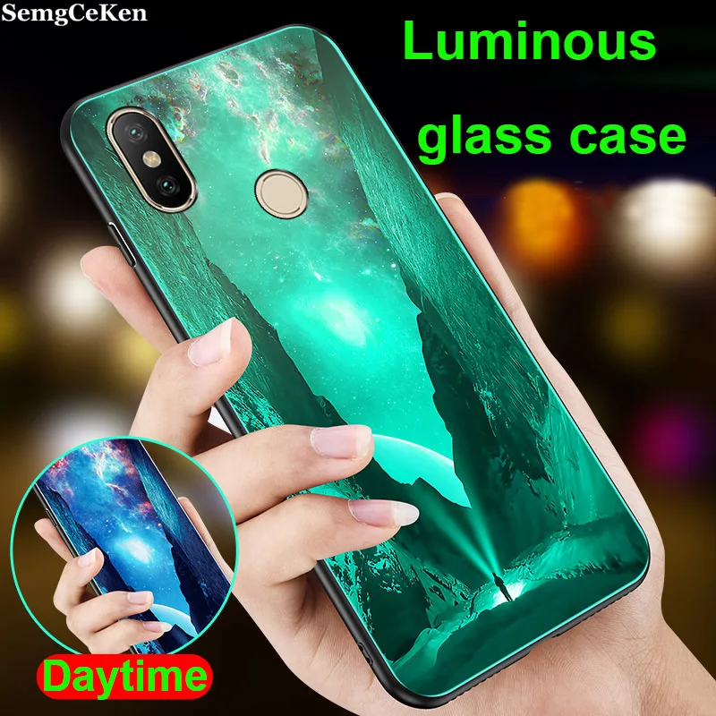 

SemgCeKen Luminous Tempered glass case for huawei nova 2s 3 3e 3i 4 e 4e 5 nova3 nova3i nova4 nova5 luxury phone hard back cover