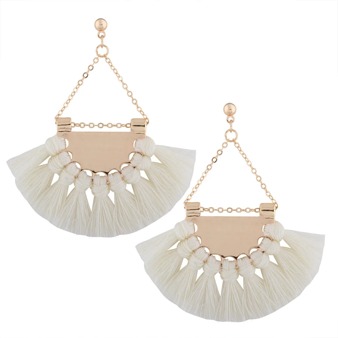 Fashion Women Bohemian Earrings Long Tassel Fringe Drop Dangle Ear Stud Jewelry