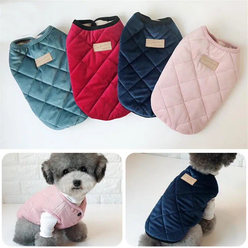 

Pet Puppy Dog Vest Winter Warm Coat Jacket Clothes For Small Dogs Poodle Chihuahua Pug Gold Velvet Tank Tops Costumes Clothing