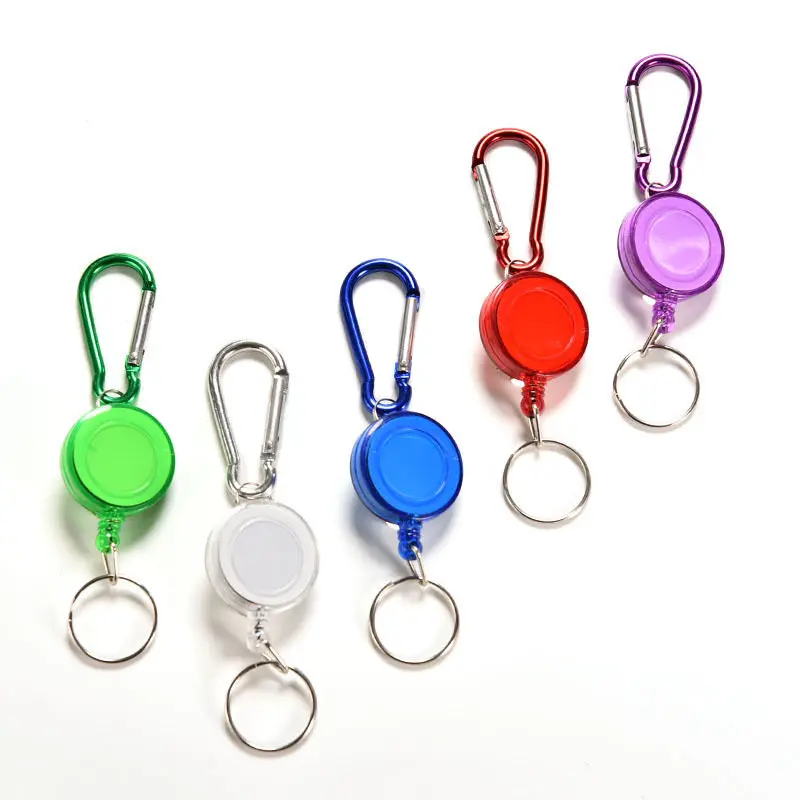 

Strap Carabiner Clip Card Label Retractable Metal Card Badge Holder Ring Belt Clip Pull Random Color