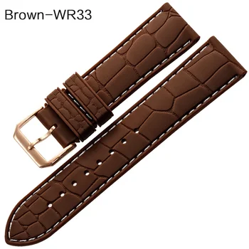 

MAIKES High Quality Brown Women Soft Rubber Watchband Silver Buckle Dive Sports Sweatproof Silicone 20mm 22mm Watch Strap Band