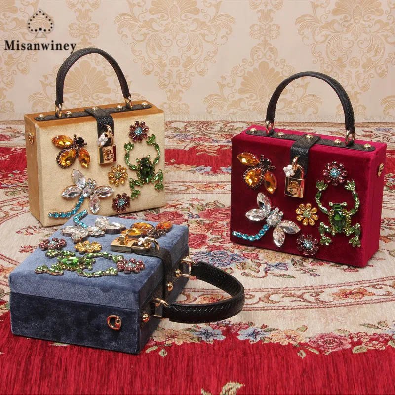 

Luxury fashion design for high-quality color diamond suede leather women's handbag lock box shoulder bag flap messenger bag