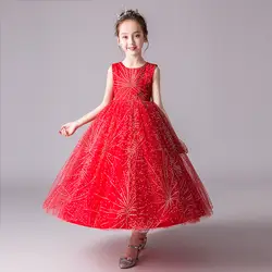 It's Yiya/платье с цветочным узором для девочек на свадьбу, вечерние платья с блестящим принтом в виде звезд, длинное платье из Красного Тюля