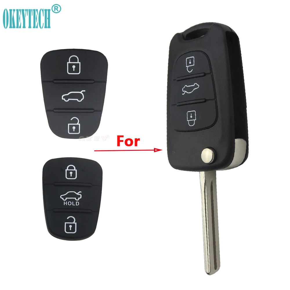 

OkeyTech Soft Replacement Rubber Pad 3 Buttons Flip Car Remote Key Shell For Hyundai I30 IX35 For Kia K2 K5 Key Cover Case