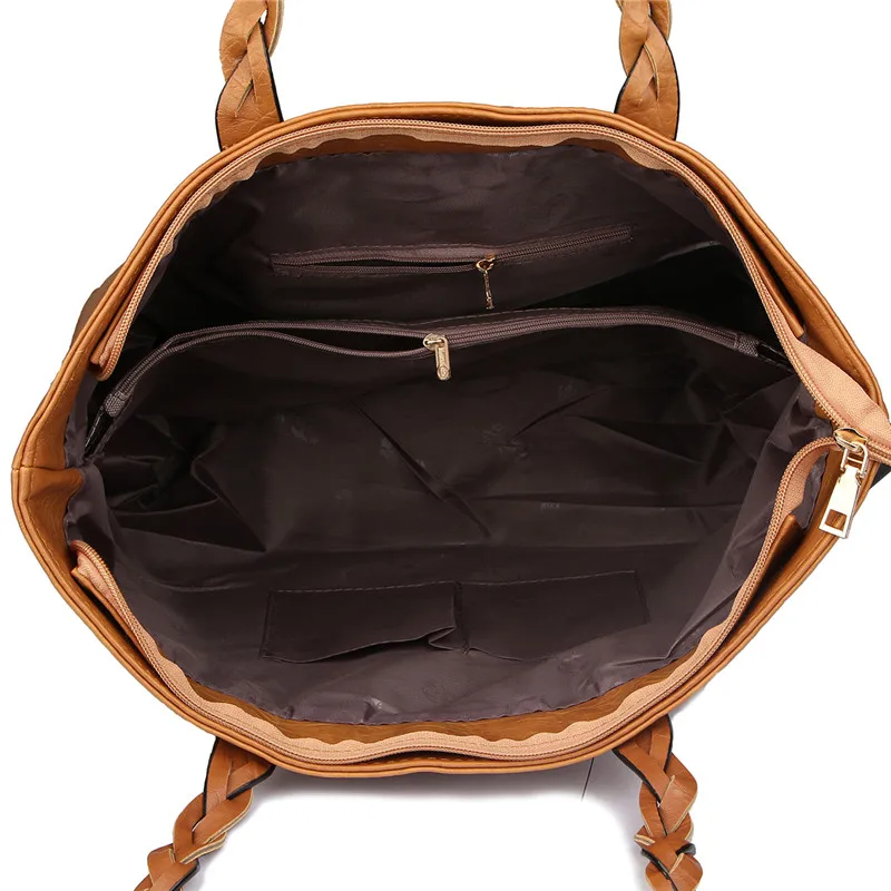  Vintage Handbag Women Brown Leather Shoulder Bag Ladies Retro Tote Large PU Handbags bolso 2019 Fas - 32789029229