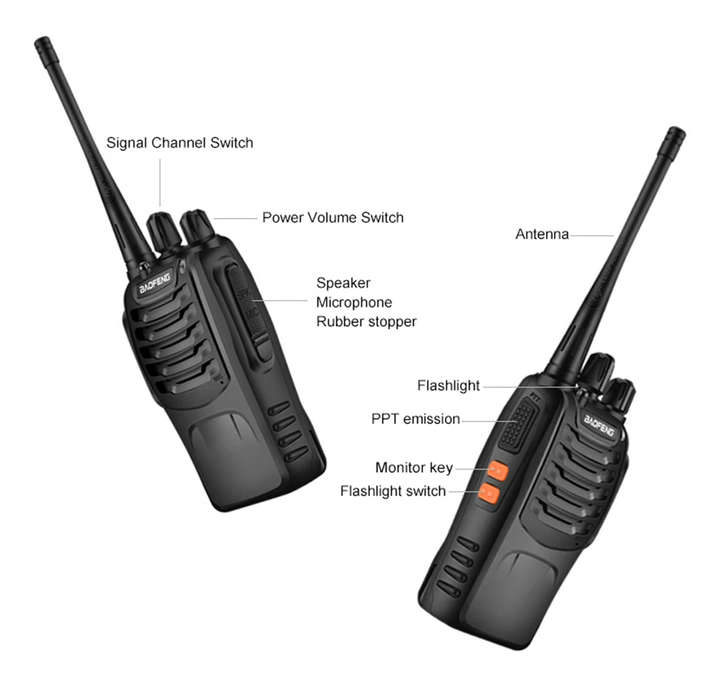 2 шт./лот рация BF-888S 5 Вт для внутренней связи Baofeng civil открытый BF ручной 400 ~ 470 МГц радио RF трансивер