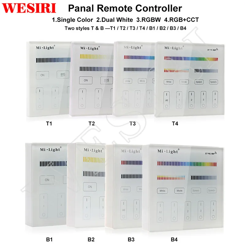 Ми свет сенсорная смарт-панель контроллер T1 T2 T3 T4 B1 B2 B3 B4 для одного Цвет двойной белый RGBW RGBCCT Светодиодные ленты/Панель свет/лампы