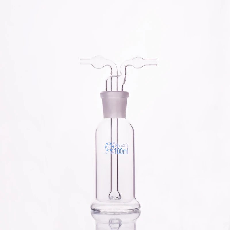 Газовая бутылка для мытья емкость 100 мл лабораторное стекло кальян|gas wash bottle|gas