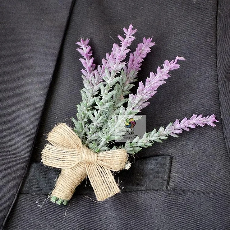 

Corsage Suit Accessories Decoration Bridesmaid Wedding Groom Groomsman Boutonnieres Pin Brooch Artificial lavender