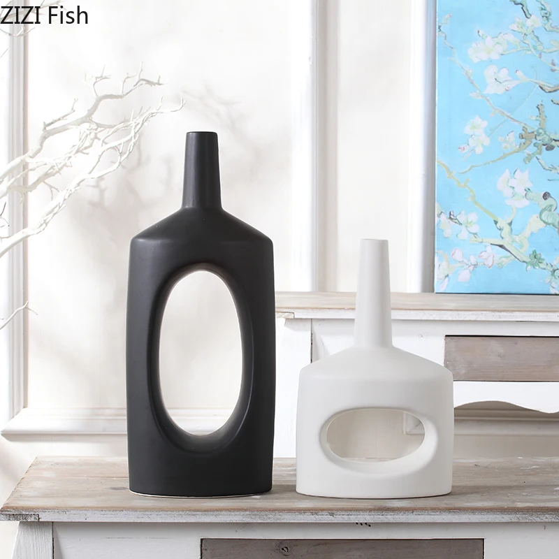 

Nordic modern style ceramic vase ornaments Home Decoration Flower inserter Minimalist Dried flowers vase