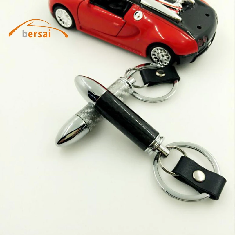 

BERSAI Upscale Luxury Metal exhaust pipe keychain key ring Car styling Car keyring car key chain Creative Accessories Trinkets