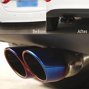

Dustproof Exhaust Muffler Tip Weatherproof Silver+Blue Replacement Car