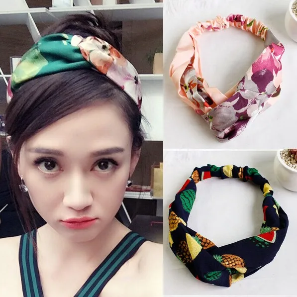 Hair Accesorries Headbands for Women Head band Girl Hairbands Floral Print Silk Satin fabric