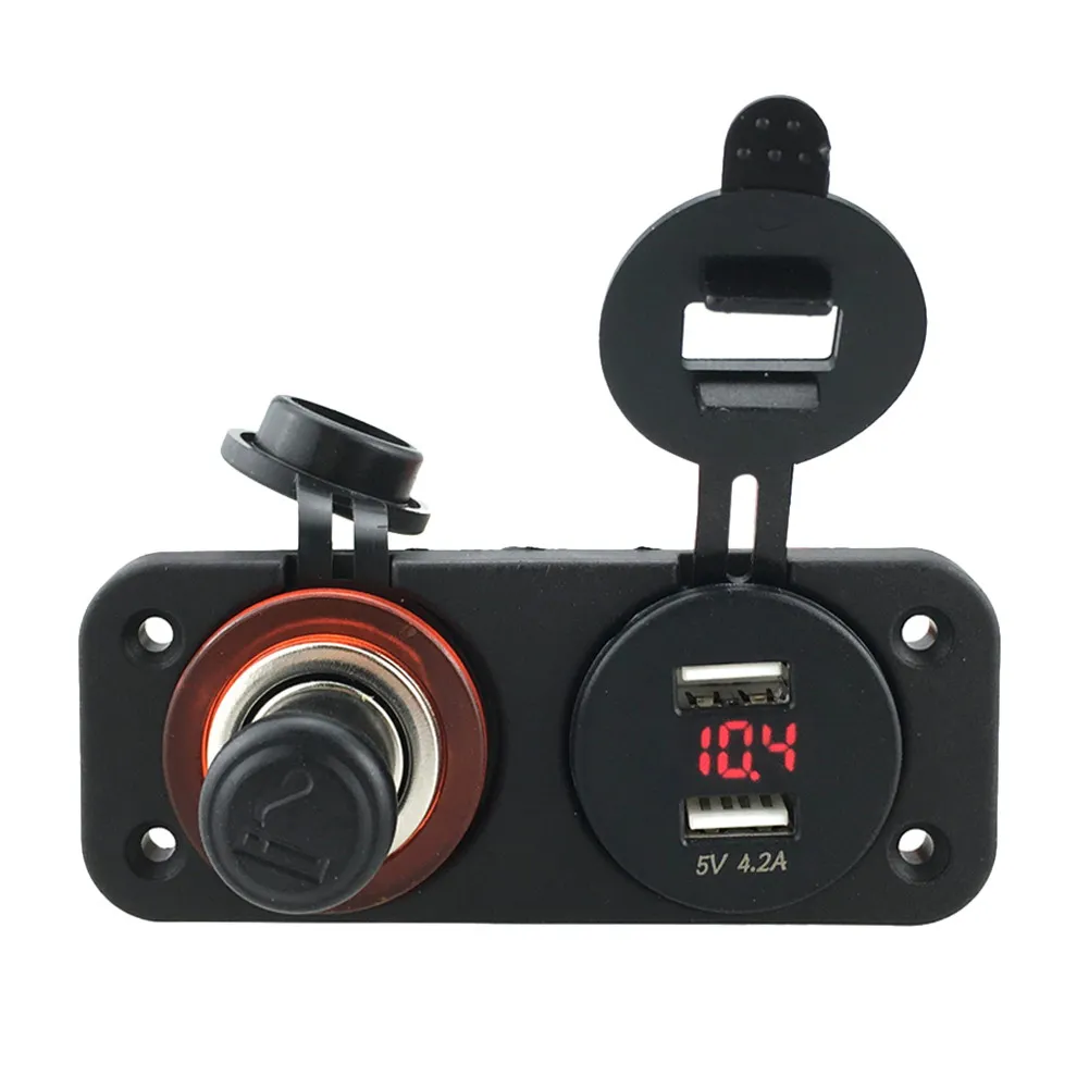 

Car Auto Dual USB Charger Socket + Cigarette Lighter Adapter for 12V-24V Car Motorbike Vehicle Waterproof car accessories