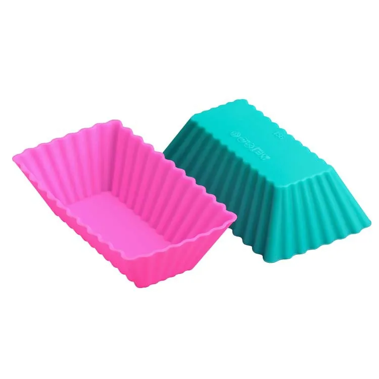 12pcs 8cm Mini Rectangle shape Silicone Muffin Cupcake Mould Bakeware Maker Mold Tray Baking Cup
