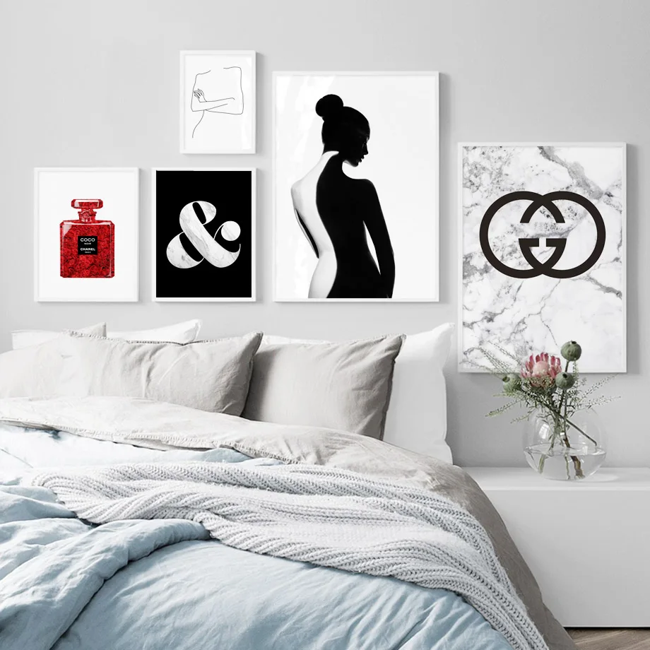 Wall Art Canvas Painting Red Paris Perfume Sexy Nordic Posters Prints ...