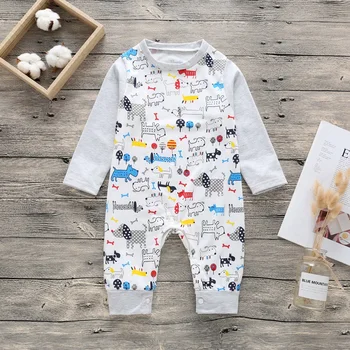 

NEW New Newborn Baby Boys Girls dog Printed Long Sleeve Winter Cotton Romper + Hat Kid Jumpsuit Playsuit Outfits Clothing