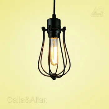

industrial style hanging light Vintage Iron black cage pendant lights E27 110V 220V for dinning room home decor