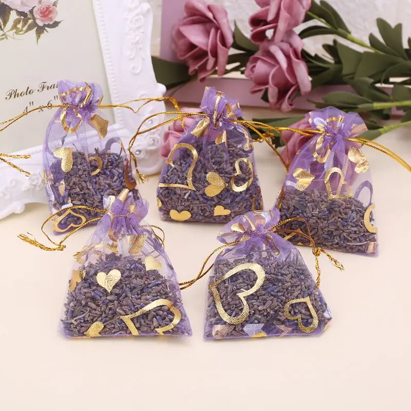 5pcs Real Lavender Organic Dried Flower Sachets Buds Blooms Bag Scent Fragrance Car Home Office Decor
