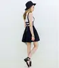 2017 Women Suspender Skirts Girl Ruffles Skater Pleated Short Braces Skirt Back Zipper Hollow Out Skirt ► Photo 2/6