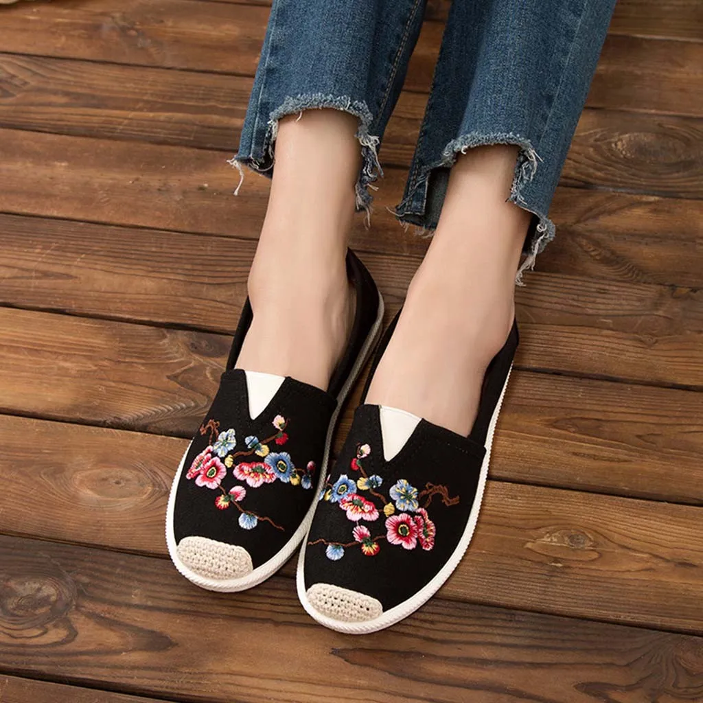 

Women Shoes For 2019 Canvas Fashion Printing Flower Flat Outdoor Beach Casual Shoes Cheap Scarpe Tacco Donna