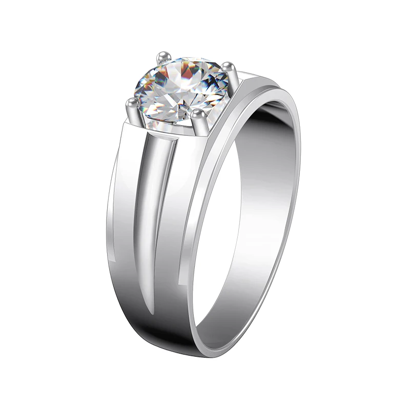 Простое 1Ct 6 5 мм G-H Moissanite Diamont мужское кольцо тест положительная Гарантия 925 пробы