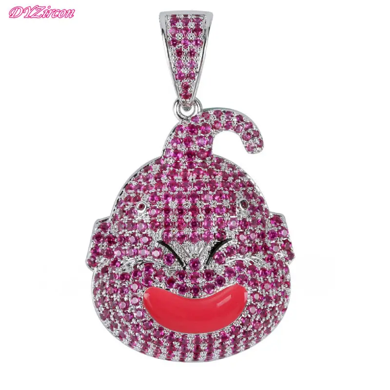 

DYP021 Gold Silver Color Dragon Ball Fat Majin Buu Hip Hop Jewelry Red Cubic Zirconia Stone For Men's Women's Pendants Necklaces