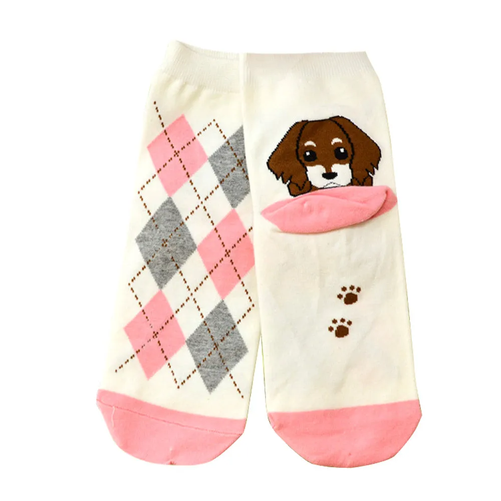 Высокое качество, повседневные носки с 3D рисунком животных, Женские Следы щенка Молодежный стиль, красивые хлопковые носки для пола meias@ C