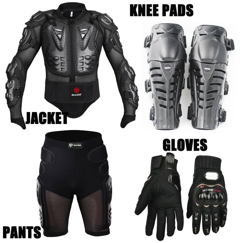 Corrida de Esqui Jaquetas + Shorts Esporte Gota Resistência Corrida Motocicleta Corpo Inteiro Armadura Joelheiras Luvas