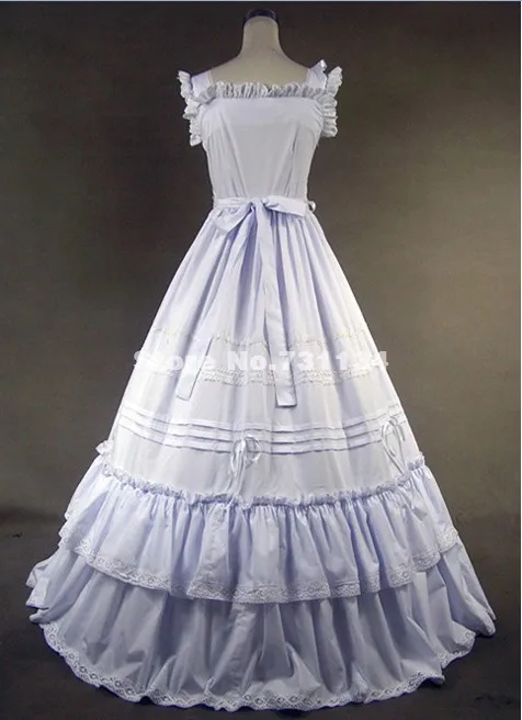 Красивая два слоя белый викторианском стиле Loita платье Southern Belle Принцесса платье Театр одежда