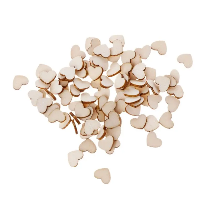 

100pcs Rustic Wooden Wood Love Heart Wedding Supplies Table Scatter Decoration DIY Crafts
