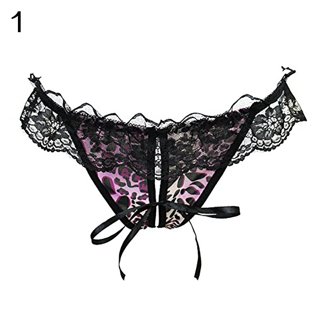 Lady Sexy Leopard Кружева Underwear Ремни Открыть Кротч Т Обратно Стринги Пижамы|t-back thong|lace